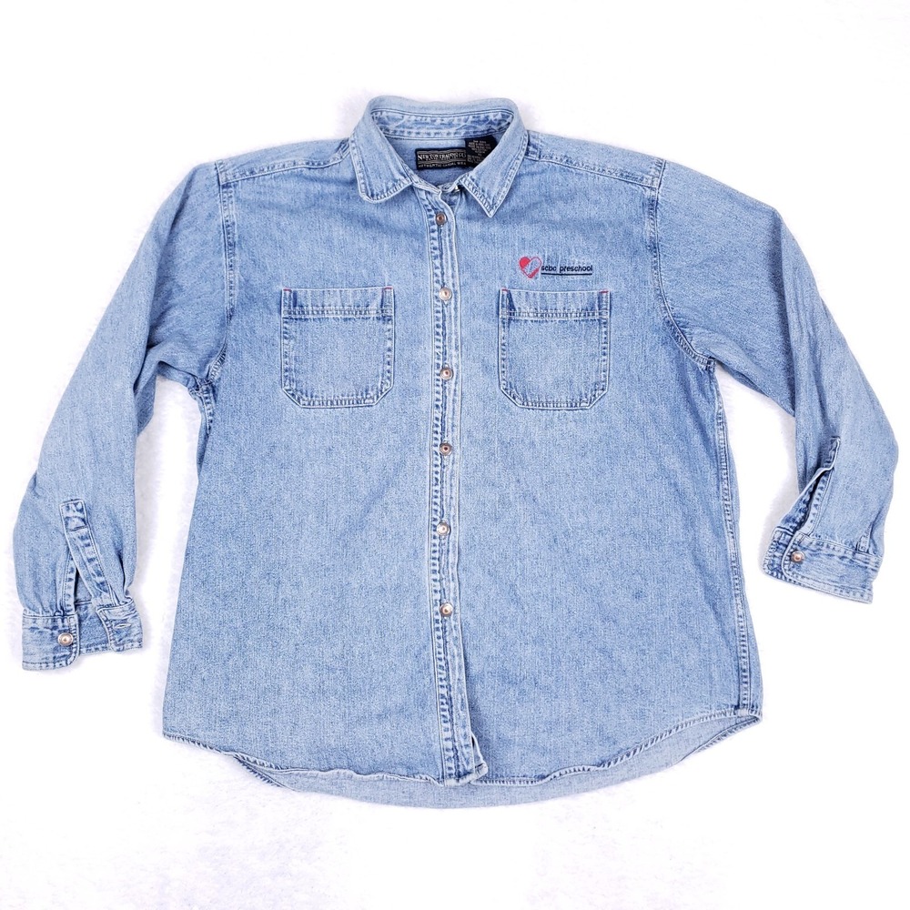 Newton‎ Trading Co Denim Shirt XL Hong Kong Button Up Cotton Workwear Mens VTG